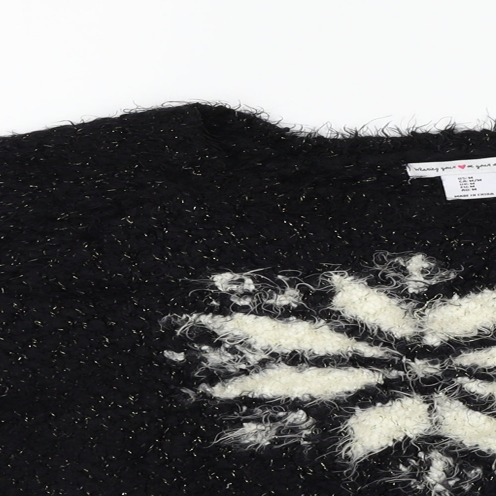 wearing your heart on your sleeve Womens Black Geometric  Pullover Jumper Size M