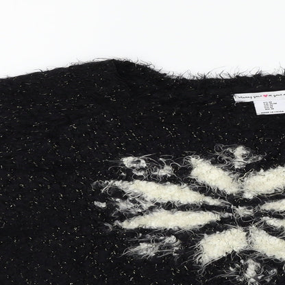 wearing your heart on your sleeve Womens Black Geometric  Pullover Jumper Size M