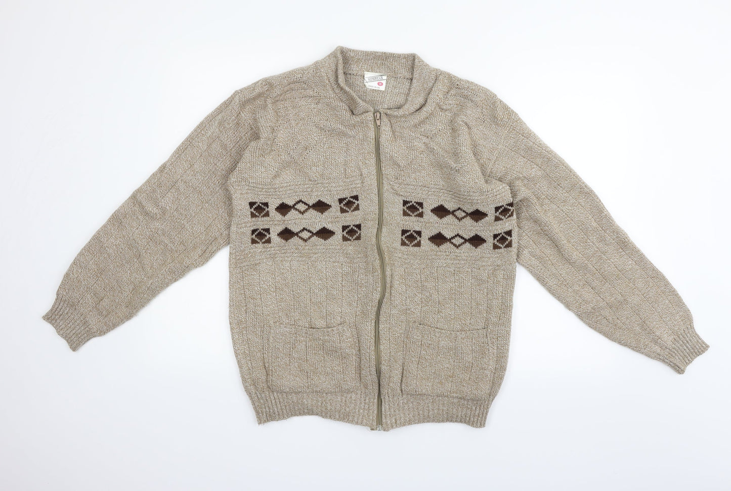 Menswear Mens Beige   Full Zip Jumper Size M