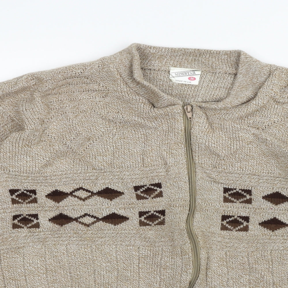 Menswear Mens Beige   Full Zip Jumper Size M