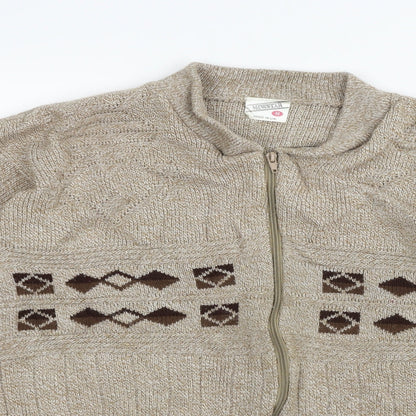 Menswear Mens Beige   Full Zip Jumper Size M