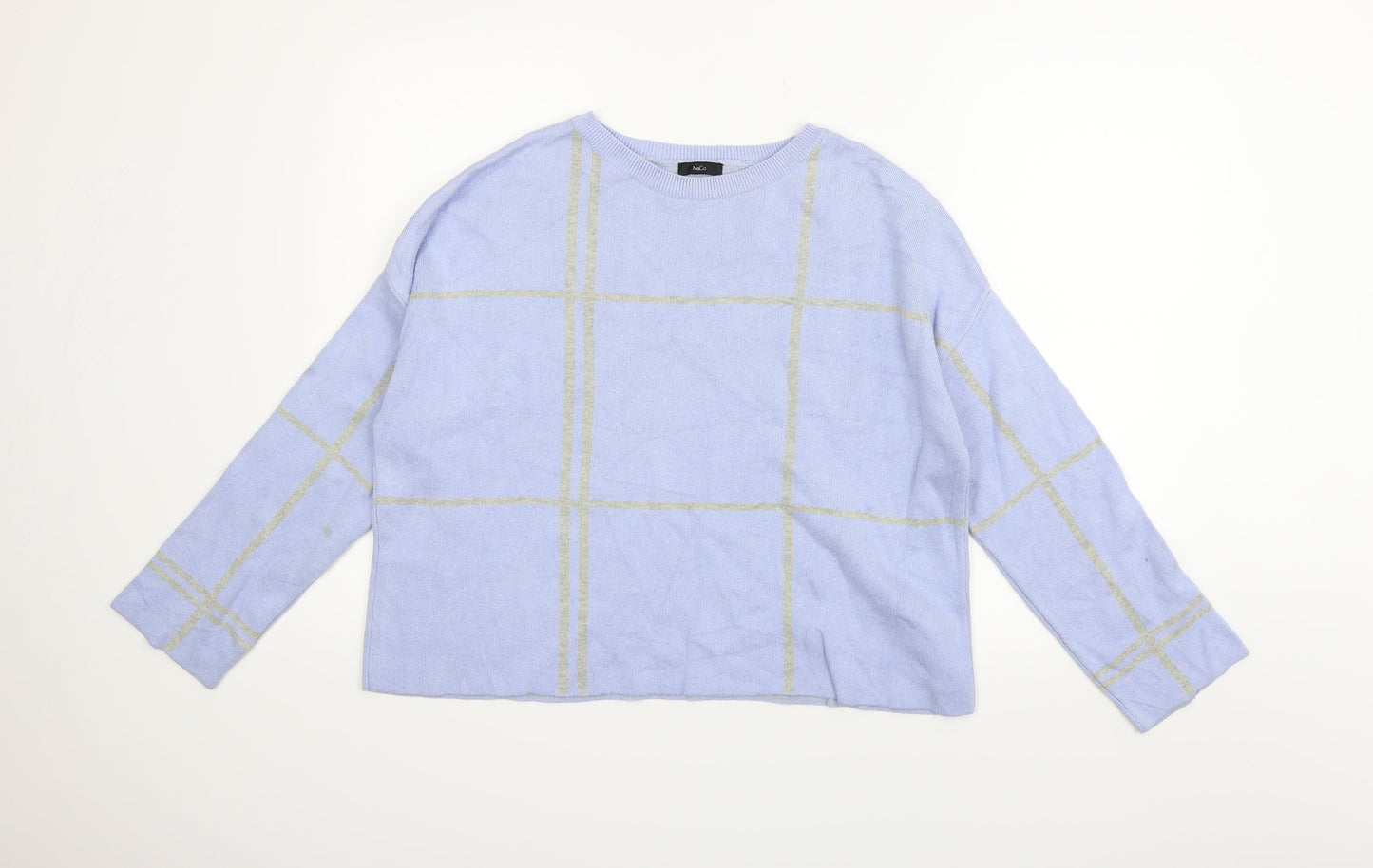 M&Co Womens Blue   Pullover Jumper Size M  - washable mark on arm