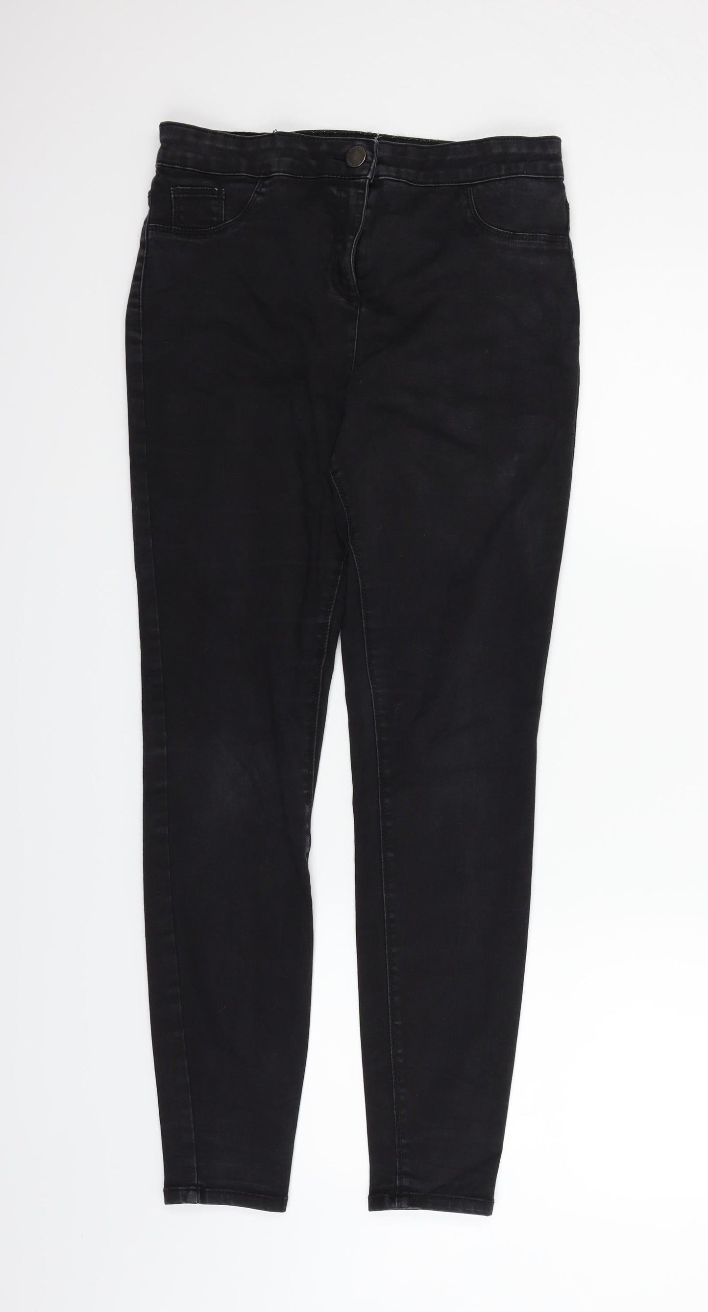 Womens UK Size 14 Papaya Regular Fit Skinny Black Jeans