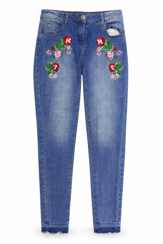 Womens UK Size 8 Quiz Regular Fit Straight Blue Jeans