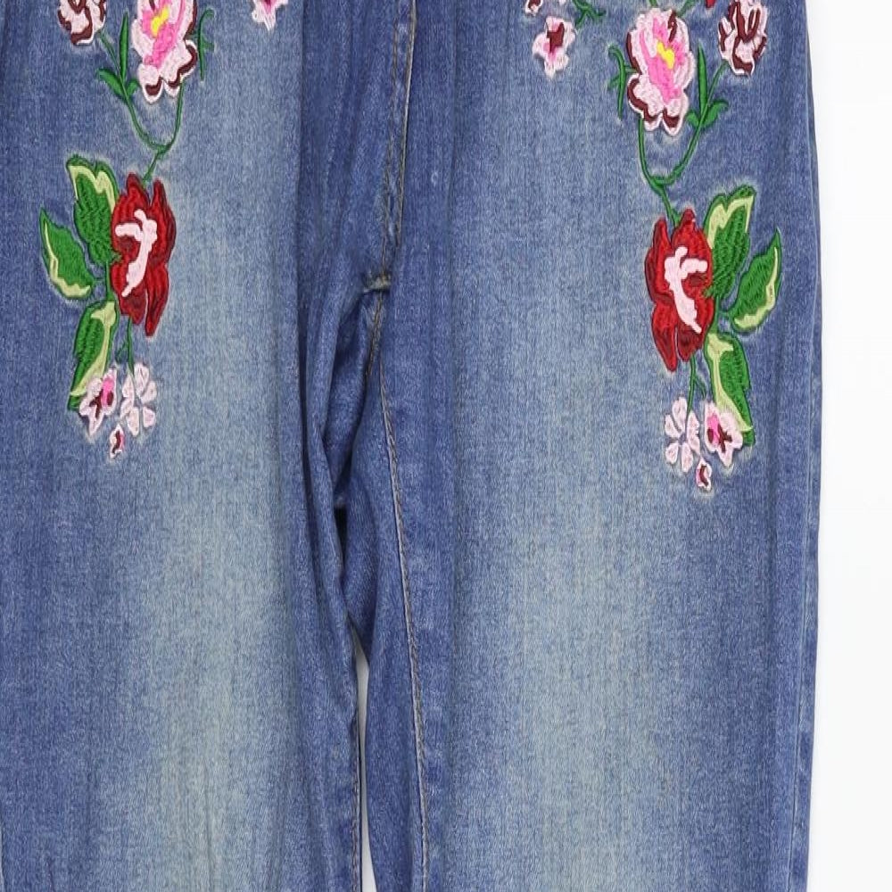 Quiz Womens Blue   Straight Jeans Size 8 L26 in - flowers