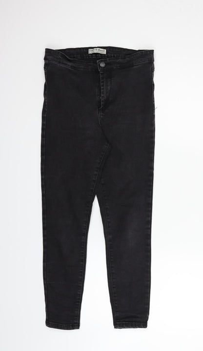 Womens UK Size 12 deniem & co Regular Fit Straight Black Jeans