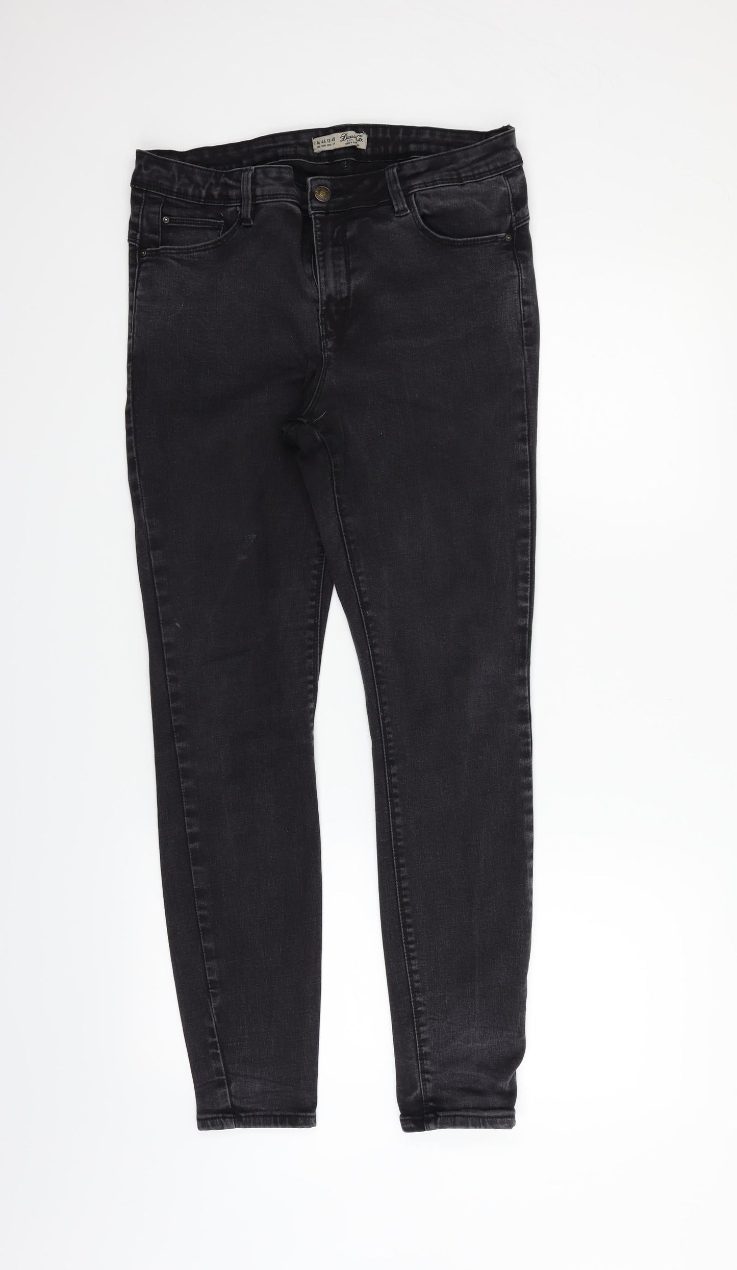 Womens UK Size 16 deniem & co Regular Fit Straight Black Jeans