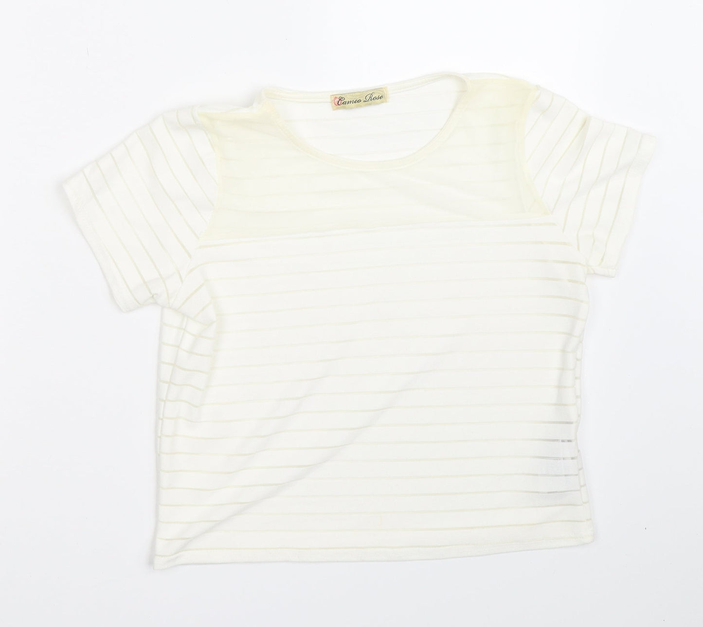 CAMEO ROSE Womens Ivory   Basic T-Shirt Size 10