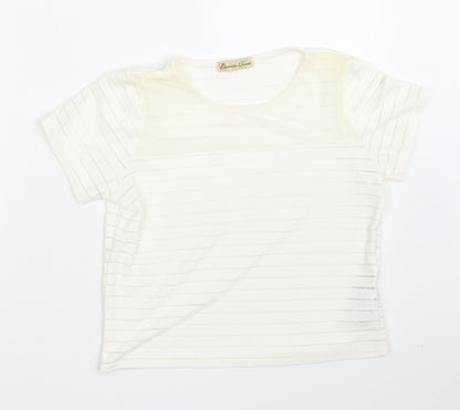 CAMEO ROSE Womens Ivory   Basic T-Shirt Size 10