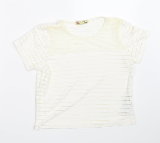 CAMEO ROSE Womens Ivory   Basic T-Shirt Size 10