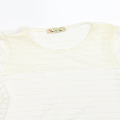 CAMEO ROSE Womens Ivory   Basic T-Shirt Size 10