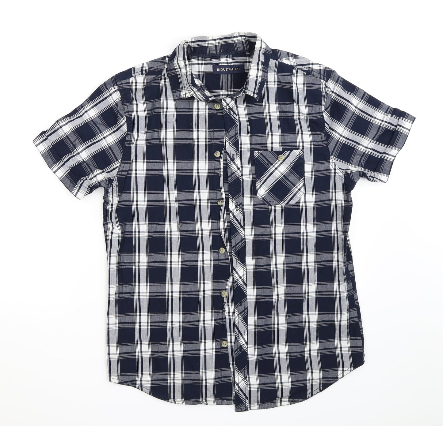 Mens UK Size S Industrialize Multicoloured  Button-Up Short Sleeve Casual Shirt