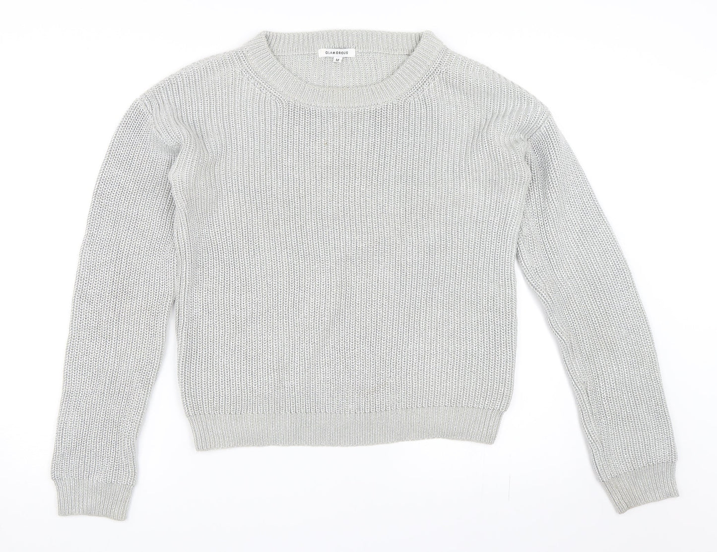 Glamorous Womens Silver   Pullover Jumper Size M