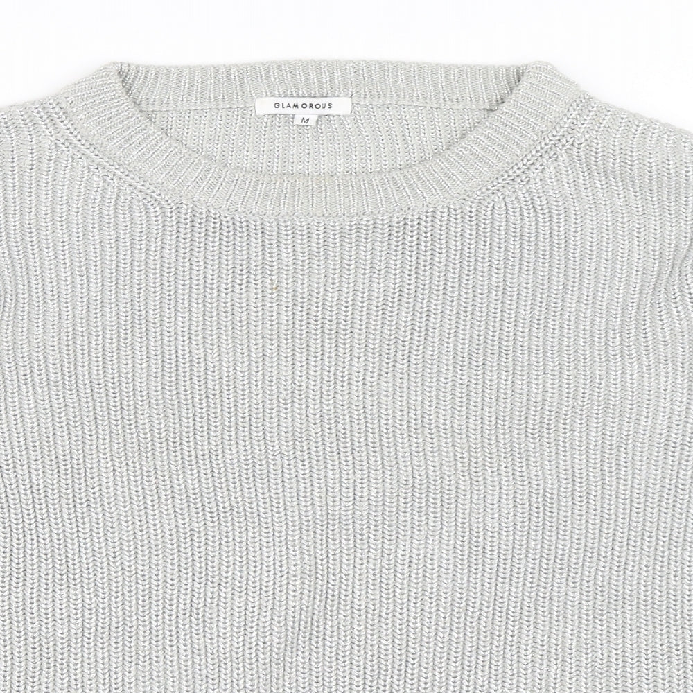 Glamorous Womens Silver   Pullover Jumper Size M