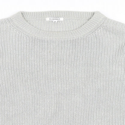 Glamorous Womens Silver   Pullover Jumper Size M