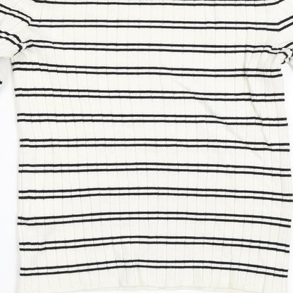 Bershka Womens Ivory Striped  Pullover Jumper Size S
