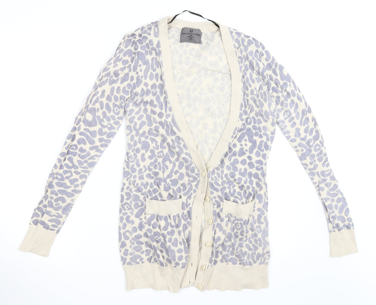 Vera Moda Womens Beige Animal Print  Cardigan Jumper Size M