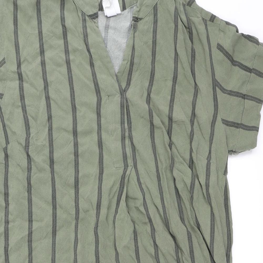 Womens UK Size 8 H&M Green Tunic Blouse