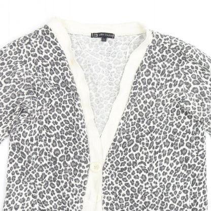 Ellie Louise Womens Grey Animal Print  Cardigan Jumper Size M