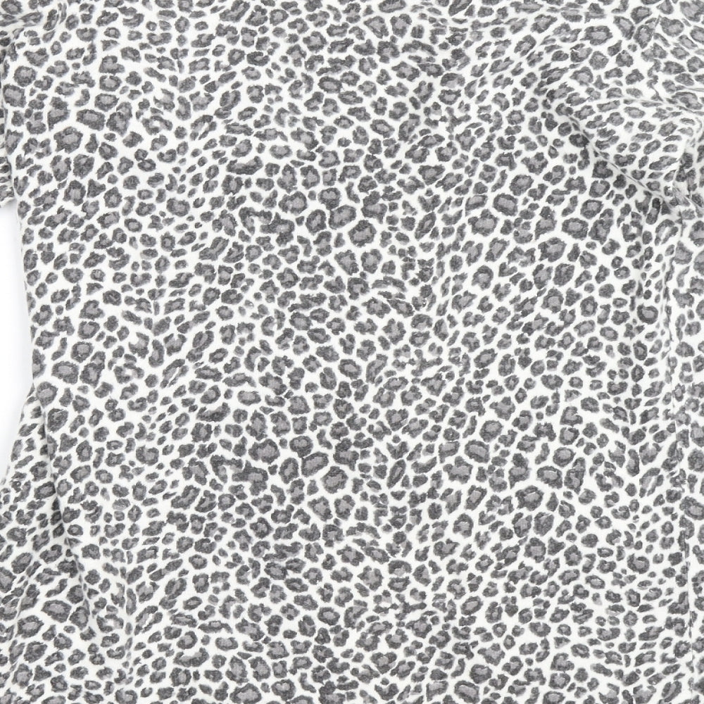 Ellie Louise Womens Grey Animal Print  Cardigan Jumper Size M