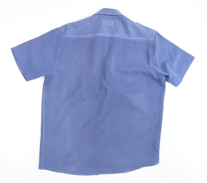 Mens UK Size L Lincoln Blue  Button-Up Short Sleeve Casual Shirt