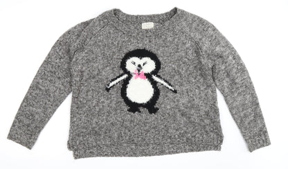 New Look Womens Grey   Pullover Jumper Size 16  - penguin