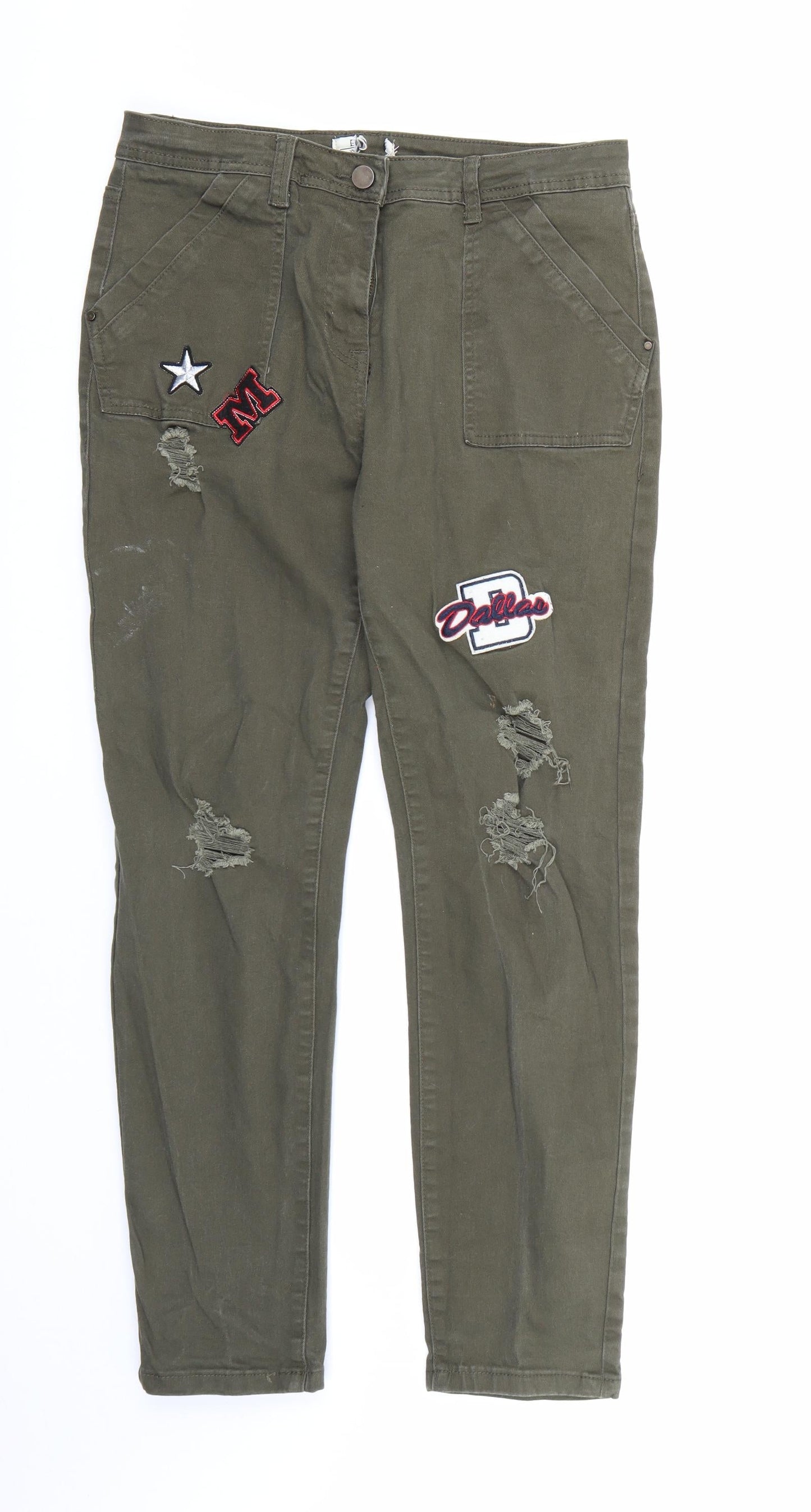 Womens UK Size 12 Papaya Regular Fit Straight Green Jeans