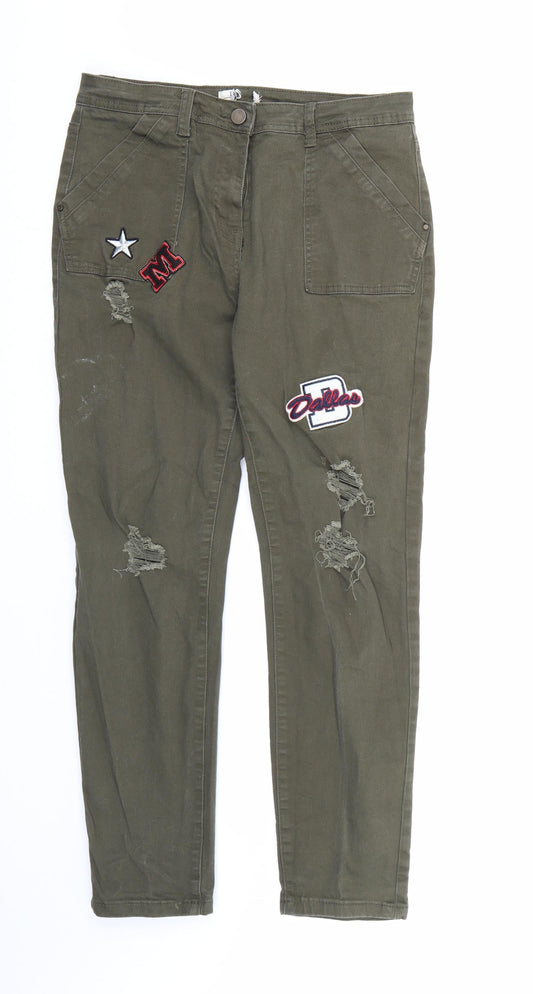 Womens UK Size 12 Papaya Regular Fit Straight Green Jeans