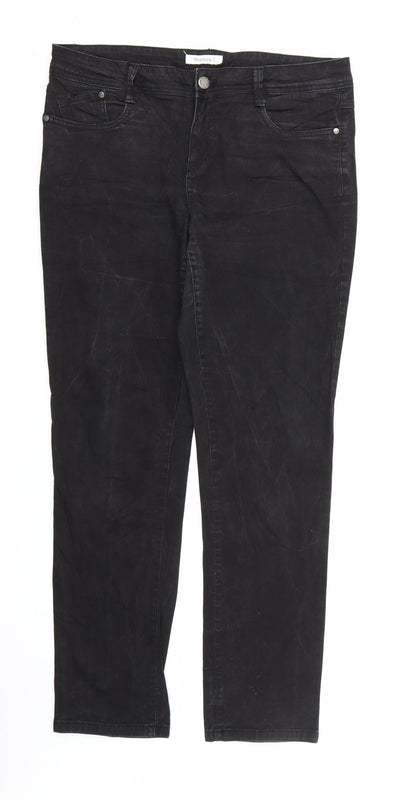 Yessica Womens Black  Denim Straight Jeans Size 16 L31 in - short leg