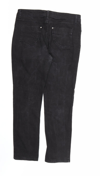 Yessica Womens Black  Denim Straight Jeans Size 16 L31 in - short leg