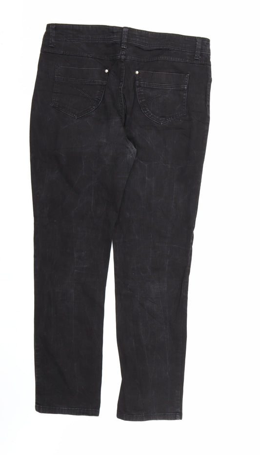 Yessica Womens Black  Denim Straight Jeans Size 16 L31 in - short leg