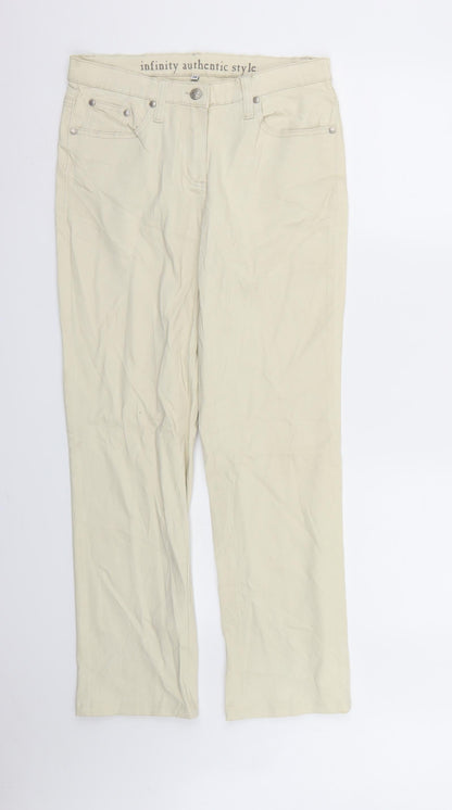 Womens UK Size 8 Preworn Regular Fit Straight Beige Jeans