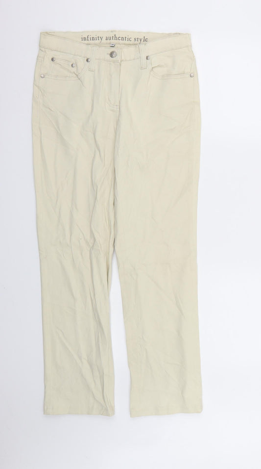 Womens UK Size 8 Preworn Regular Fit Straight Beige Jeans