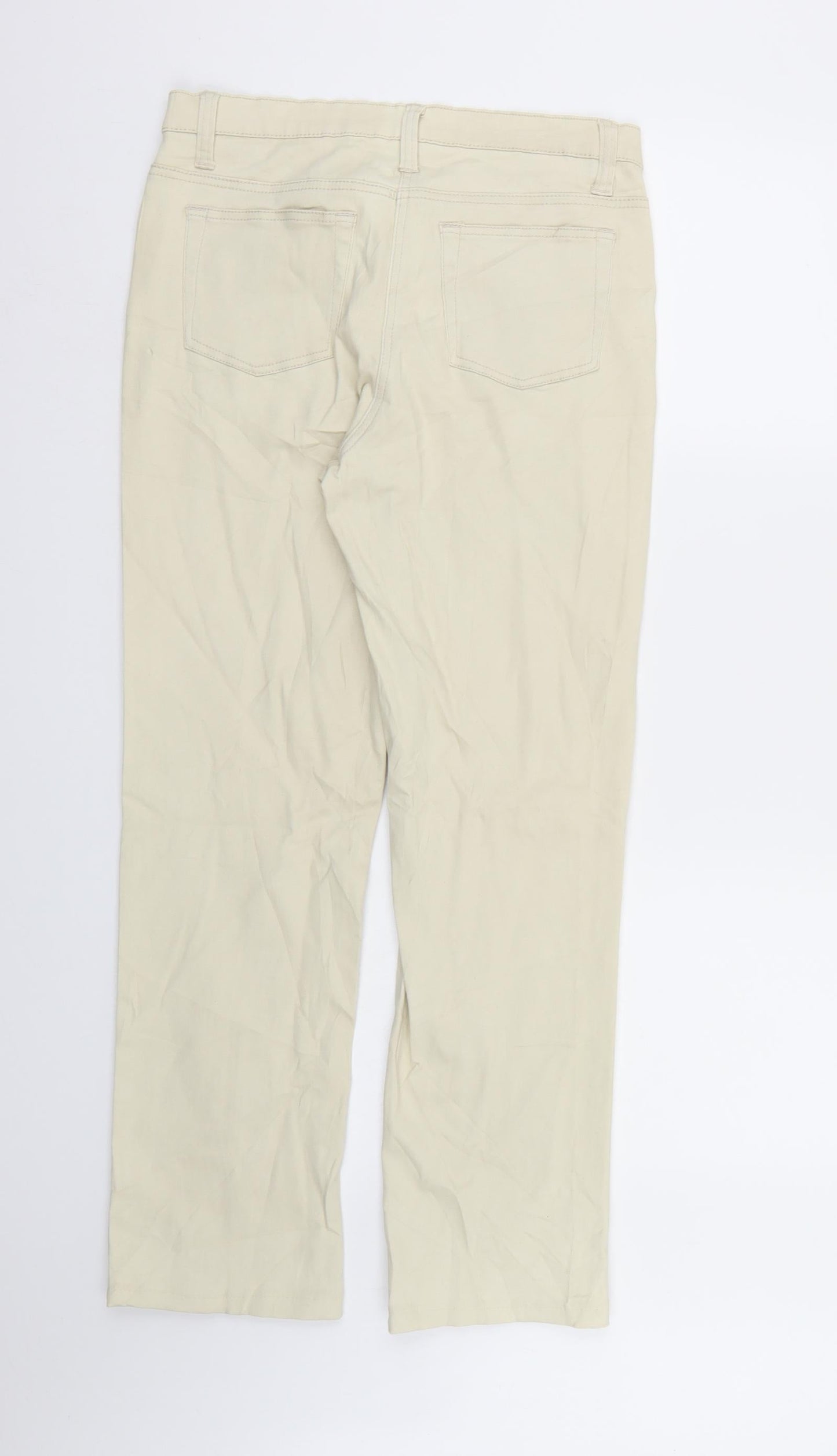 Womens UK Size 8 Preworn Regular Fit Straight Beige Jeans