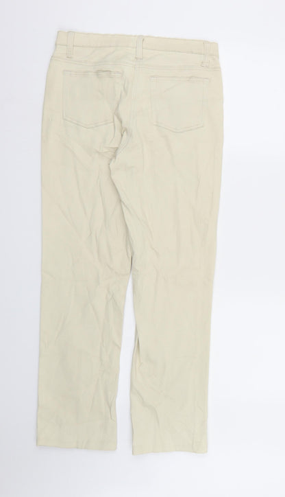 Womens UK Size 8 Preworn Regular Fit Straight Beige Jeans