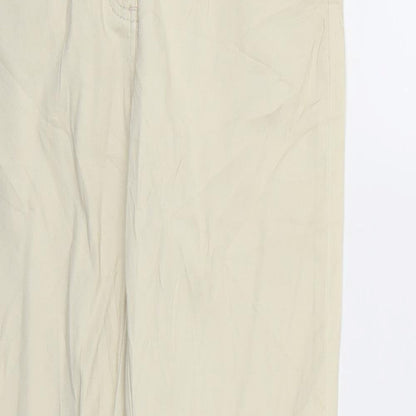 Womens UK Size 8 Preworn Regular Fit Straight Beige Jeans