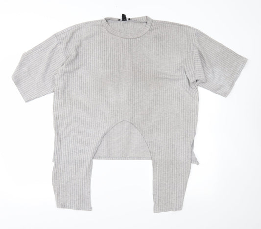 Womens UK Size 10 New Look Grey Basic T-Shirt