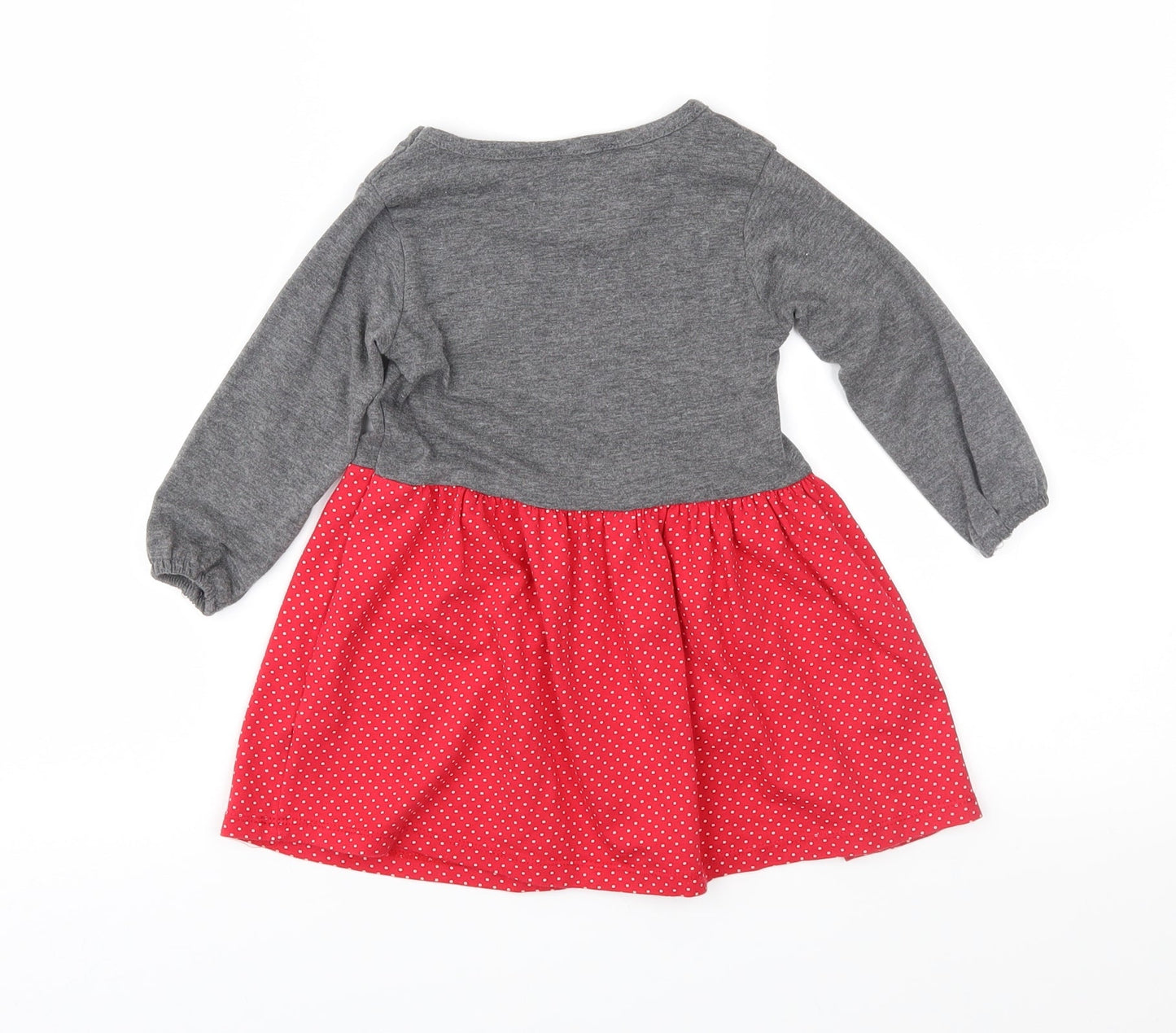 Poppins Girls Red Polka Dot Jersey Fit & Flare  Size 12 Months  - Minie Mouse
