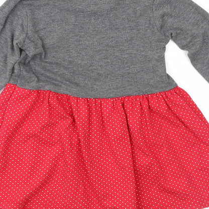 Poppins Girls Red Polka Dot Jersey Fit & Flare  Size 12 Months  - Minie Mouse