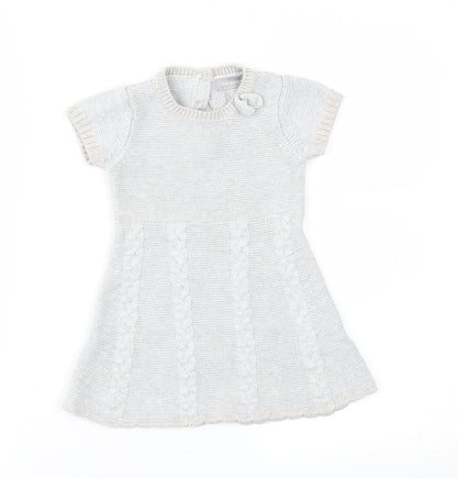 Primark Girls Grey  Knit Jumper Dress  Size 12-18 Months