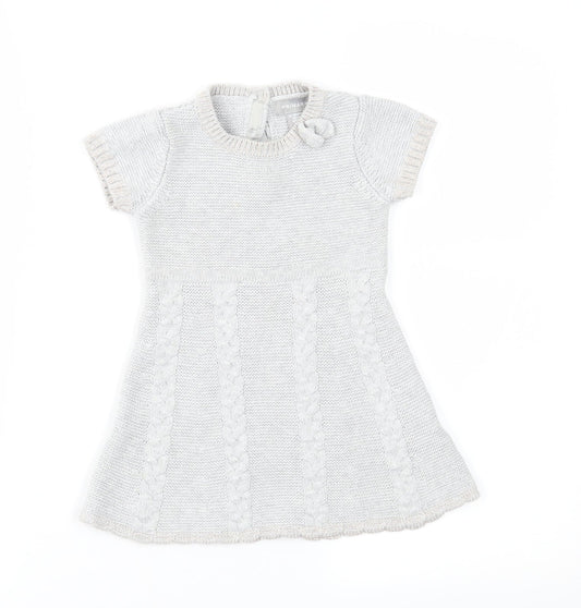 Primark Girls Grey  Knit Jumper Dress  Size 12-18 Months