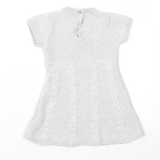 Primark Girls Grey  Knit Jumper Dress  Size 12-18 Months
