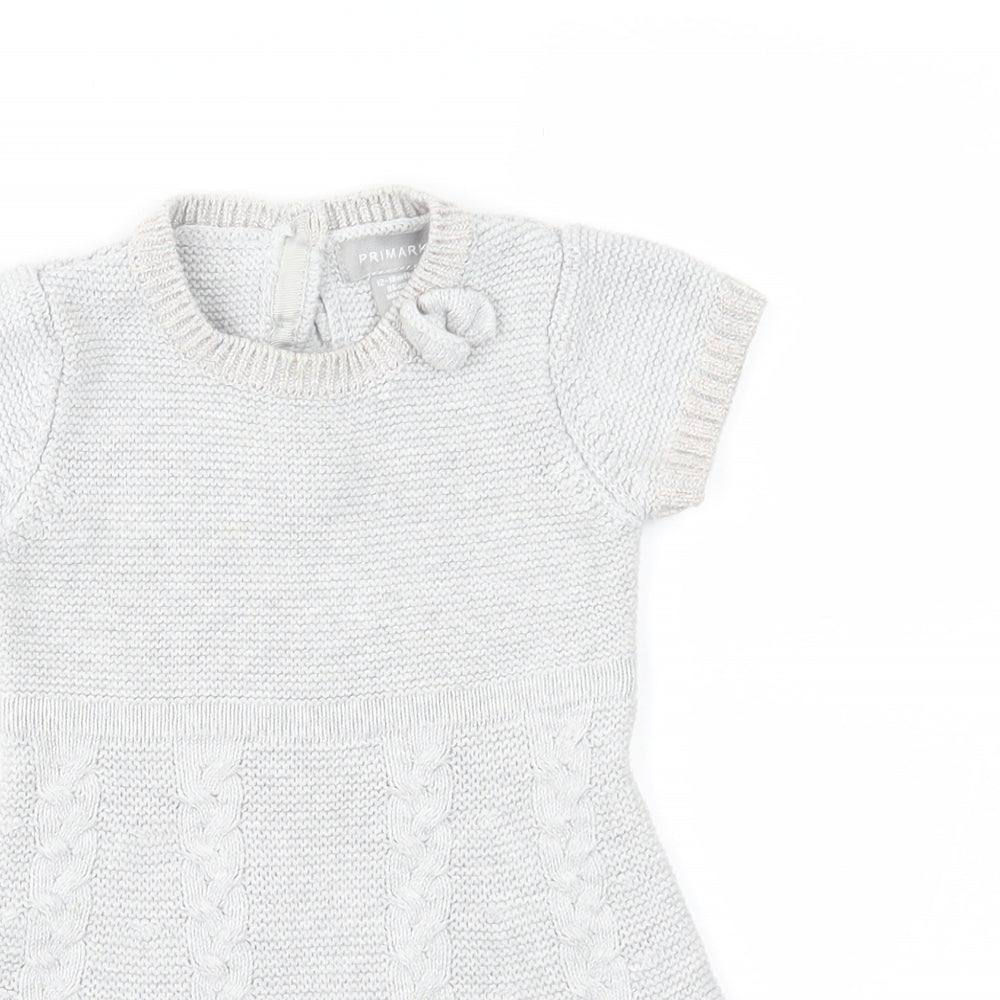 Primark Girls Grey  Knit Jumper Dress  Size 12-18 Months