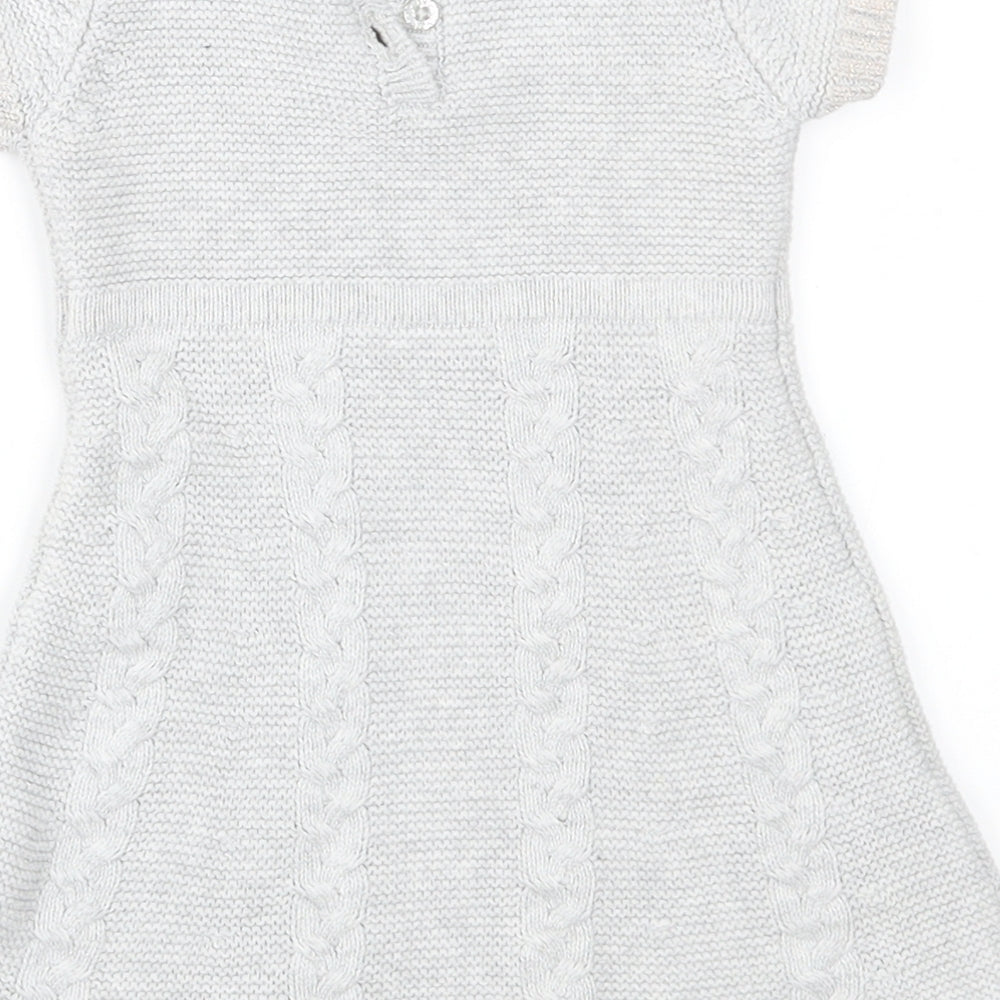 Primark Girls Grey  Knit Jumper Dress  Size 12-18 Months
