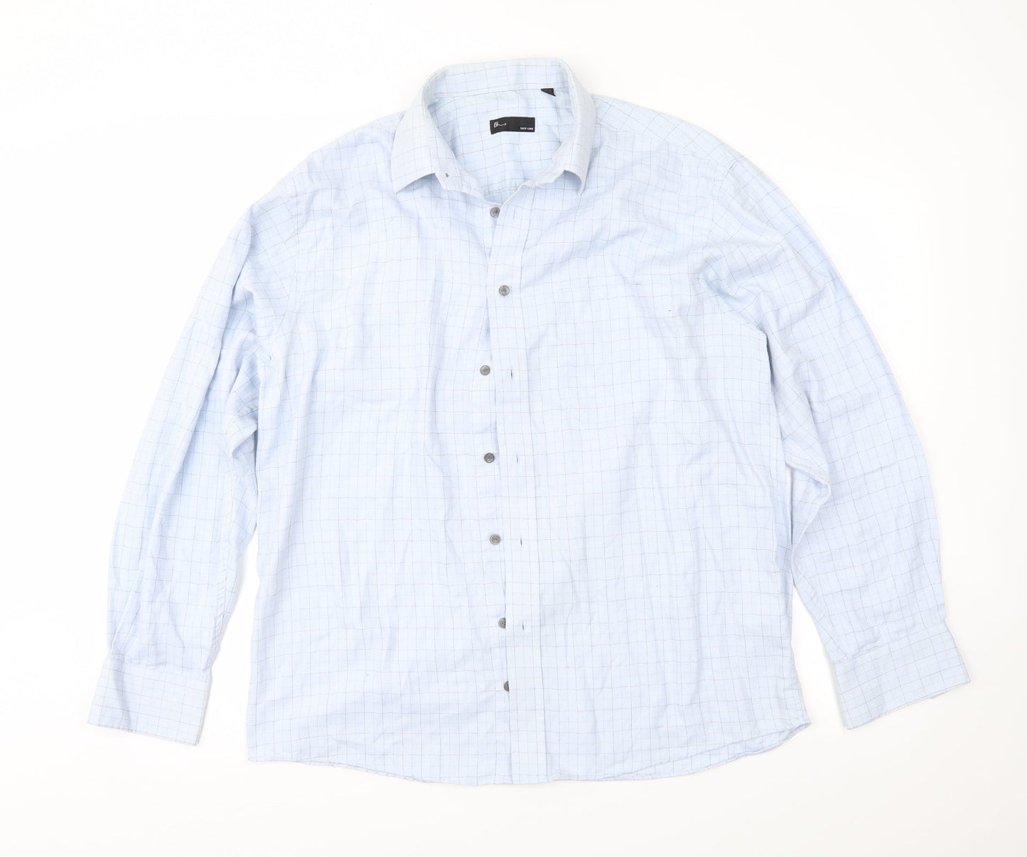 Mens UK Size 15.5 BHS Blue  Button-Up Long Sleeve Casual Shirt