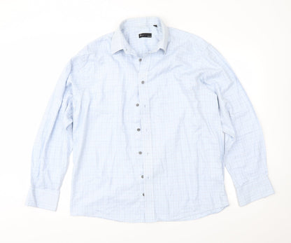 Mens UK Size 15.5 BHS Blue  Button-Up Long Sleeve Casual Shirt