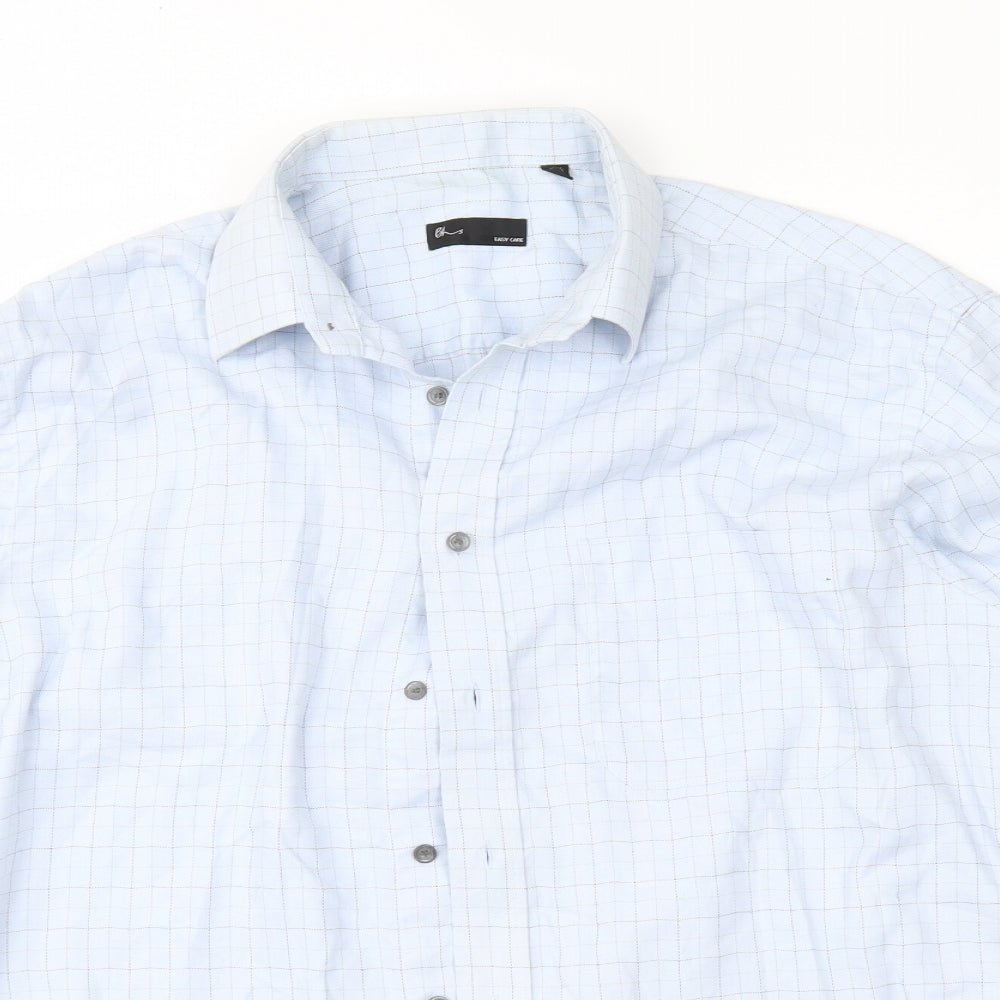 Mens UK Size 15.5 BHS Blue  Button-Up Long Sleeve Casual Shirt