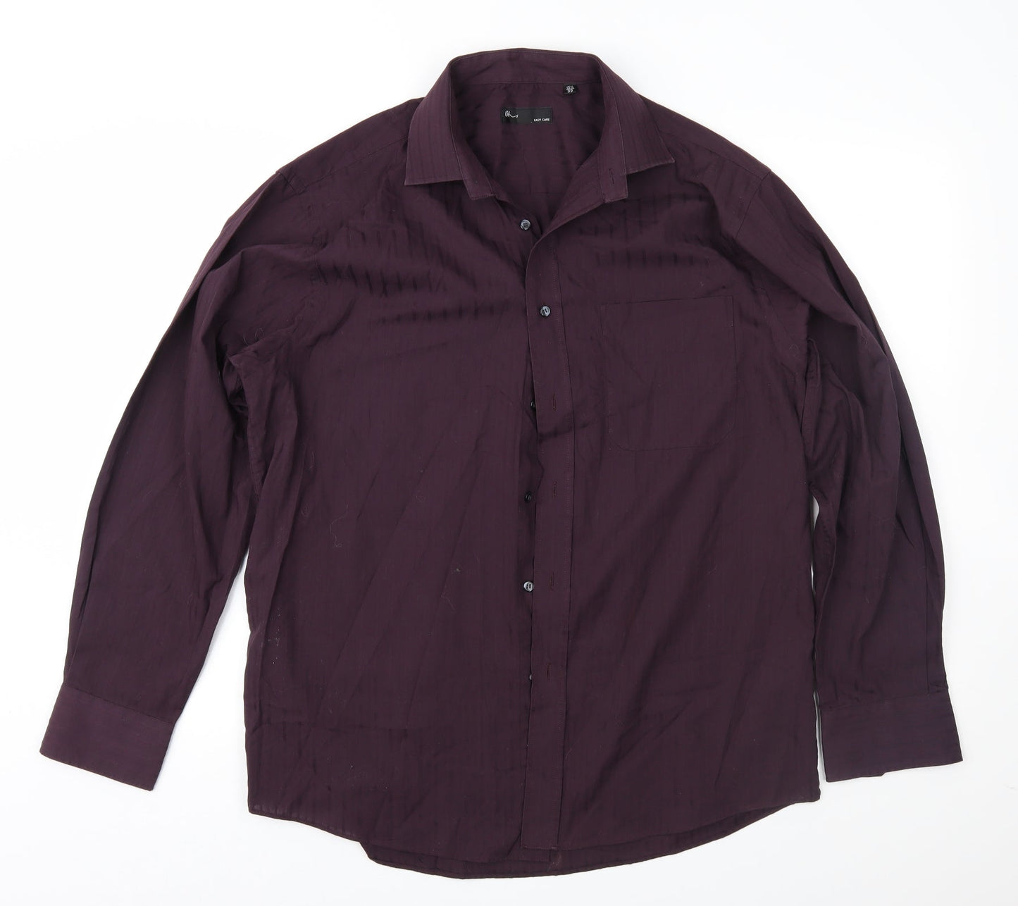 Mens UK Size 15.5 BHS Purple  Button-Up Long Sleeve Casual Shirt