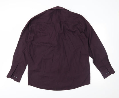 Mens UK Size 15.5 BHS Purple  Button-Up Long Sleeve Casual Shirt