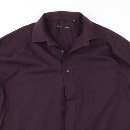 Mens UK Size 15.5 BHS Purple  Button-Up Long Sleeve Casual Shirt